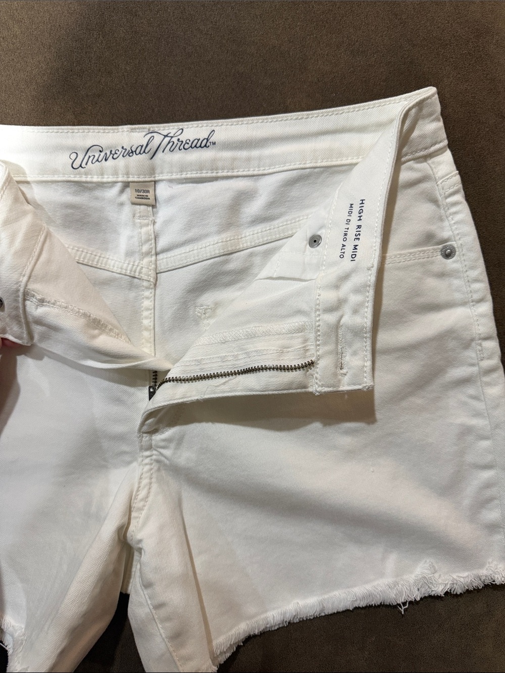 Universal Thread White Raw-Hem High Rise Denim Shorts
